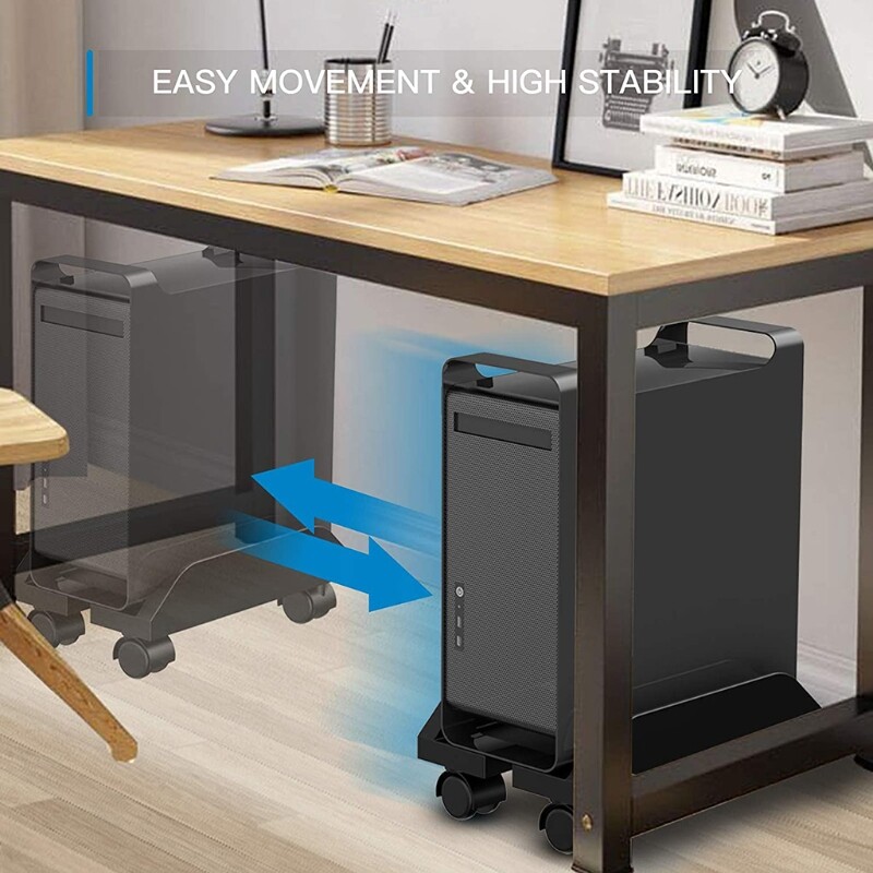 ✪【Good medias】【Ready Stock】PC Cart CPU Holder Computer Tower Stand Holder with Locking Caster Wheels Mobile Computer Desktop Floor Stand Under Desk
