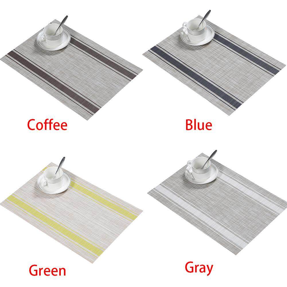 Cách nhiệt Có Thể Rửa Được Ăn Placemat Bộ Đồ Ăn Miếng Lót Sọc Bàn Thảm PVC