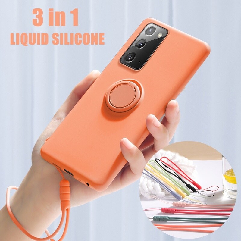 【Ready Stock】 Samsung Galaxy Note20 Note 20 10 Ultra Note10 Lite Plus Casing Ring Holder Stand Phone Case Soft Liquid Silicon Cover
