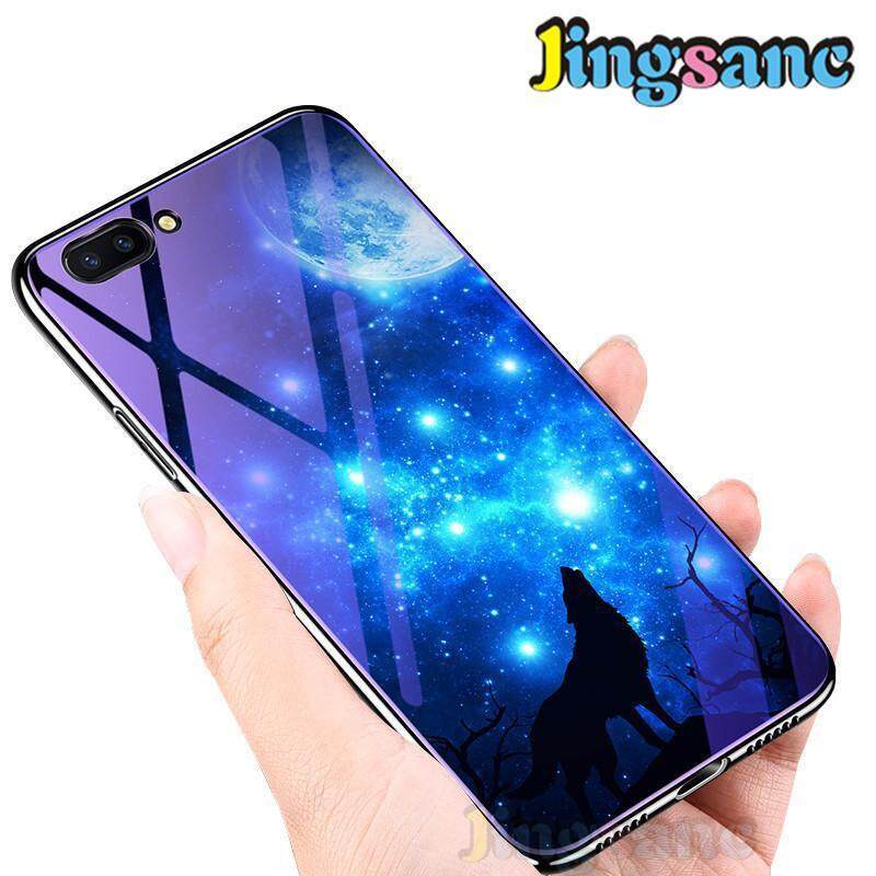 Giá DÀNH cho OPPO A3S Ốp Lưng Điện Thoại Siêu Mỏng Lai Xanh Lam Kính Thời Trang Silicon Mềm cạnh nhựa TPU Chống Trầy Xước ốp lưng