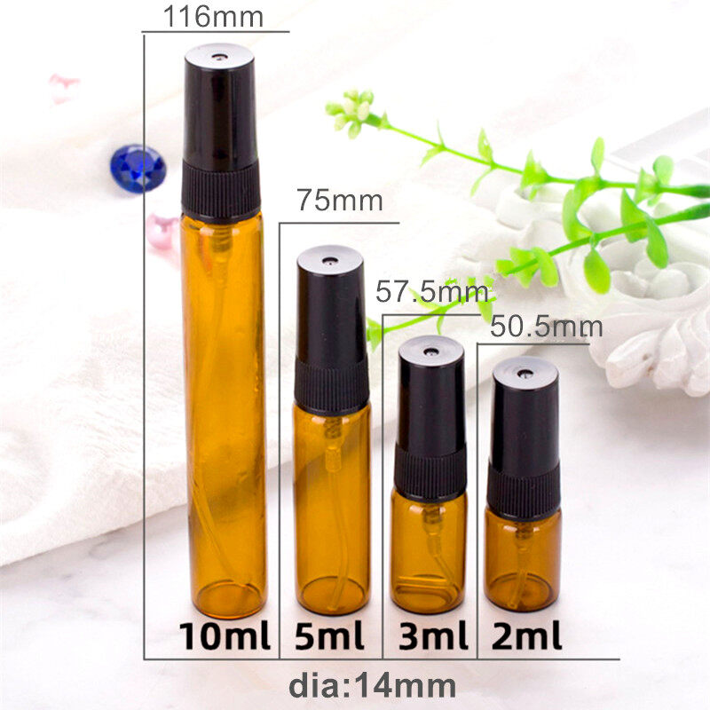 2ml/3ml/5ml/10ml Spray Bottles Glass Vials Thin Sample Empty Amber Glass Bottle Perfume