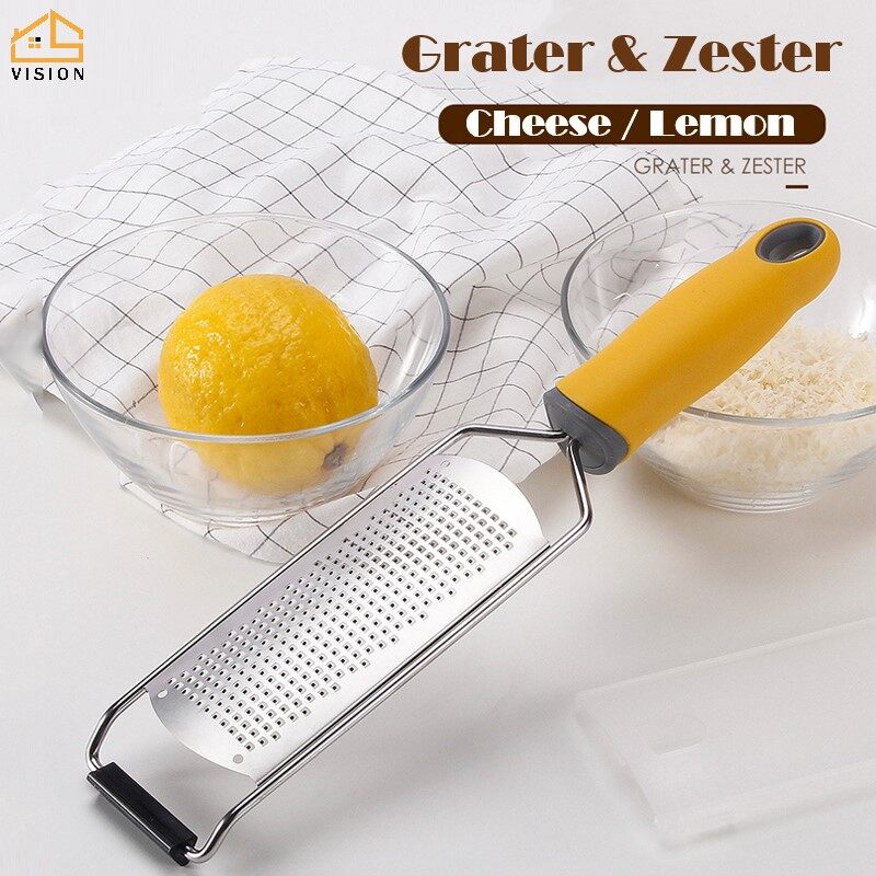 Vision Stainless Steel Cheese Grater Lemon Zester Kitchen Potato Garlic Ginger Grating Zester Blade with Ergonomic Handle Easy To Grate Orange Citrus Chocolate Nuts FDA Approved