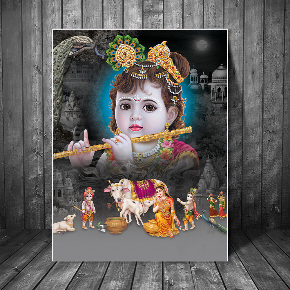 Hindu God Canvas Painting Lord Bal Krishna Religious Hinduism Posters and  Prints Baby God Wall Art for Home Decoration (No Frame) | Lazada