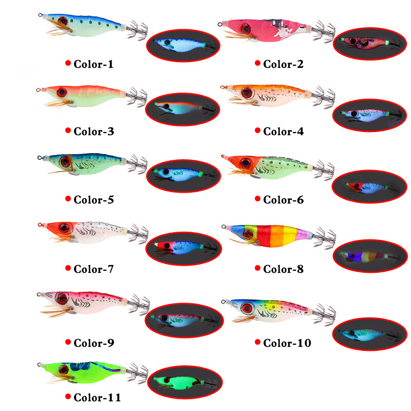 3D Eyes Luminous Lure 9.2g/10cmSquid Hook Jigs Octopus Cuttlefish Shrimp Baits