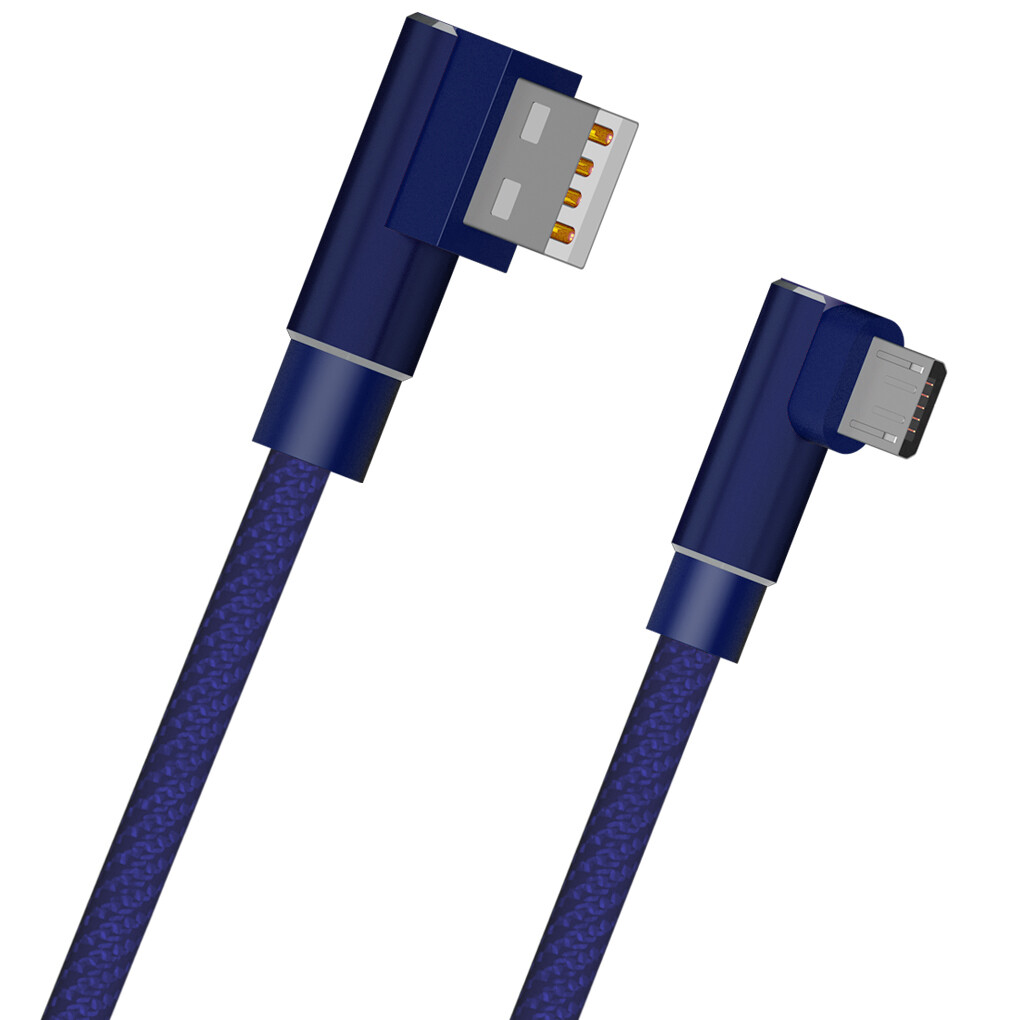 Double Elbow USB Cable 2A Sync Data Nylon Woven TPE High Speed Charging Cable for Android/IOS/Type-C