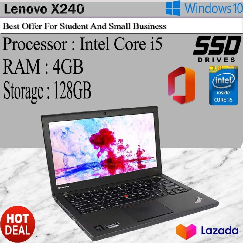 Lenovo Thinkpad X240 12.5 Ultrabook Premium Business Laptop Computer, Intel Dual-Core i5-4300U 1.90GHz up to 2.90 GHz, 4/8GB RAM, 128/500GB SSD/HDD, WiFi, USB 3.0, Windows 10 Professional Malaysia