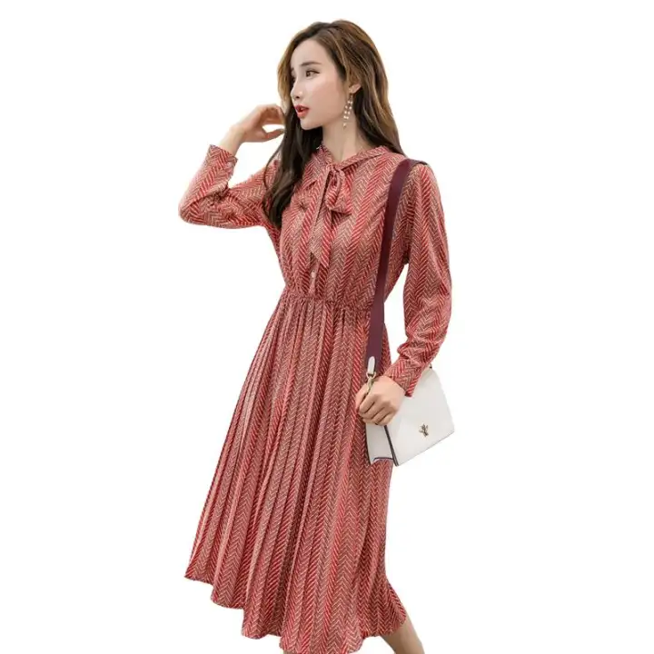 long sleeve chiffon dress