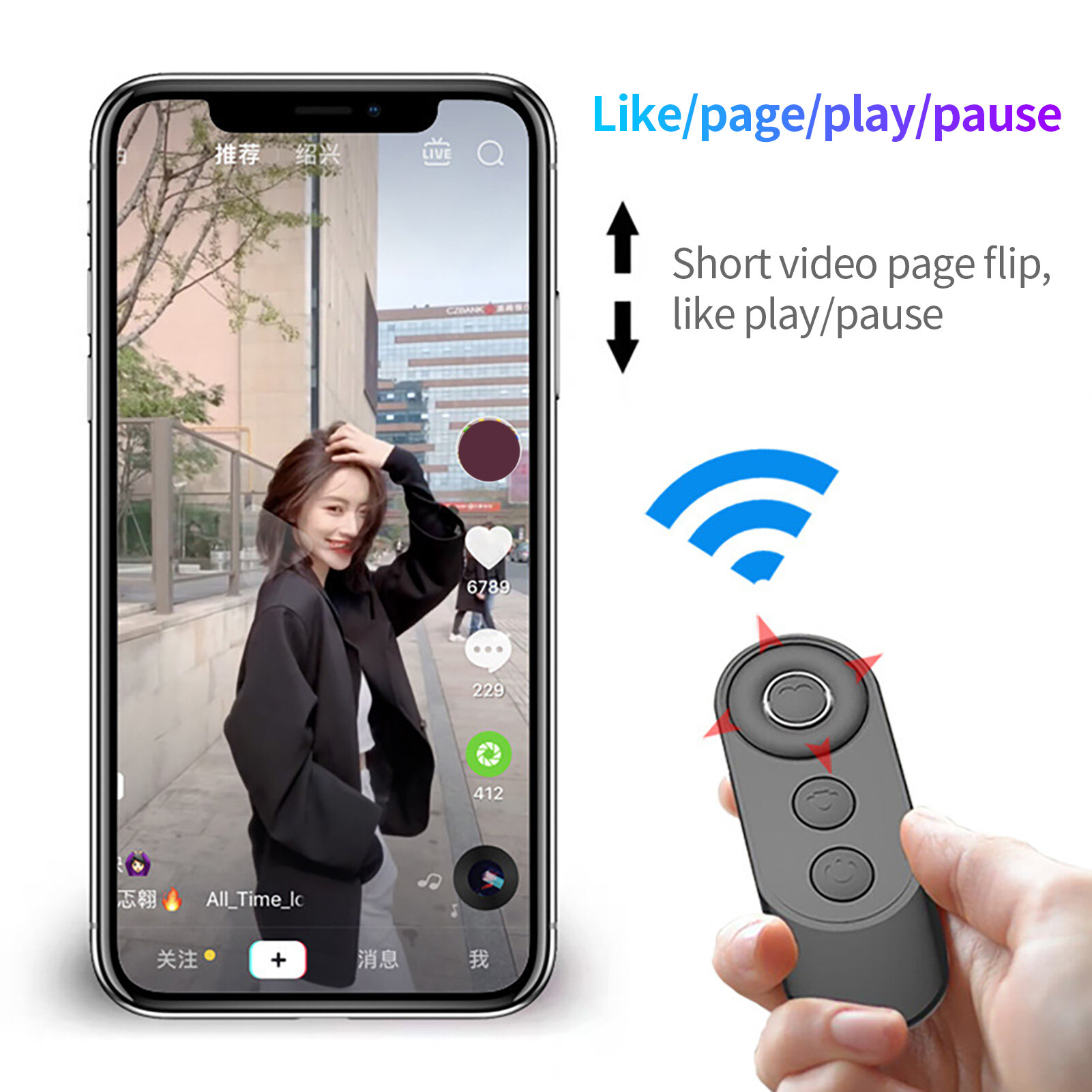Wireless Remote Control Multi-function Hands-free Quick Response Long Distance Energy-saving Self-timer Control Mini Bluetooth-compatible Selfie Smart Remote Shutter for Photography Intelligent Remote Shutter