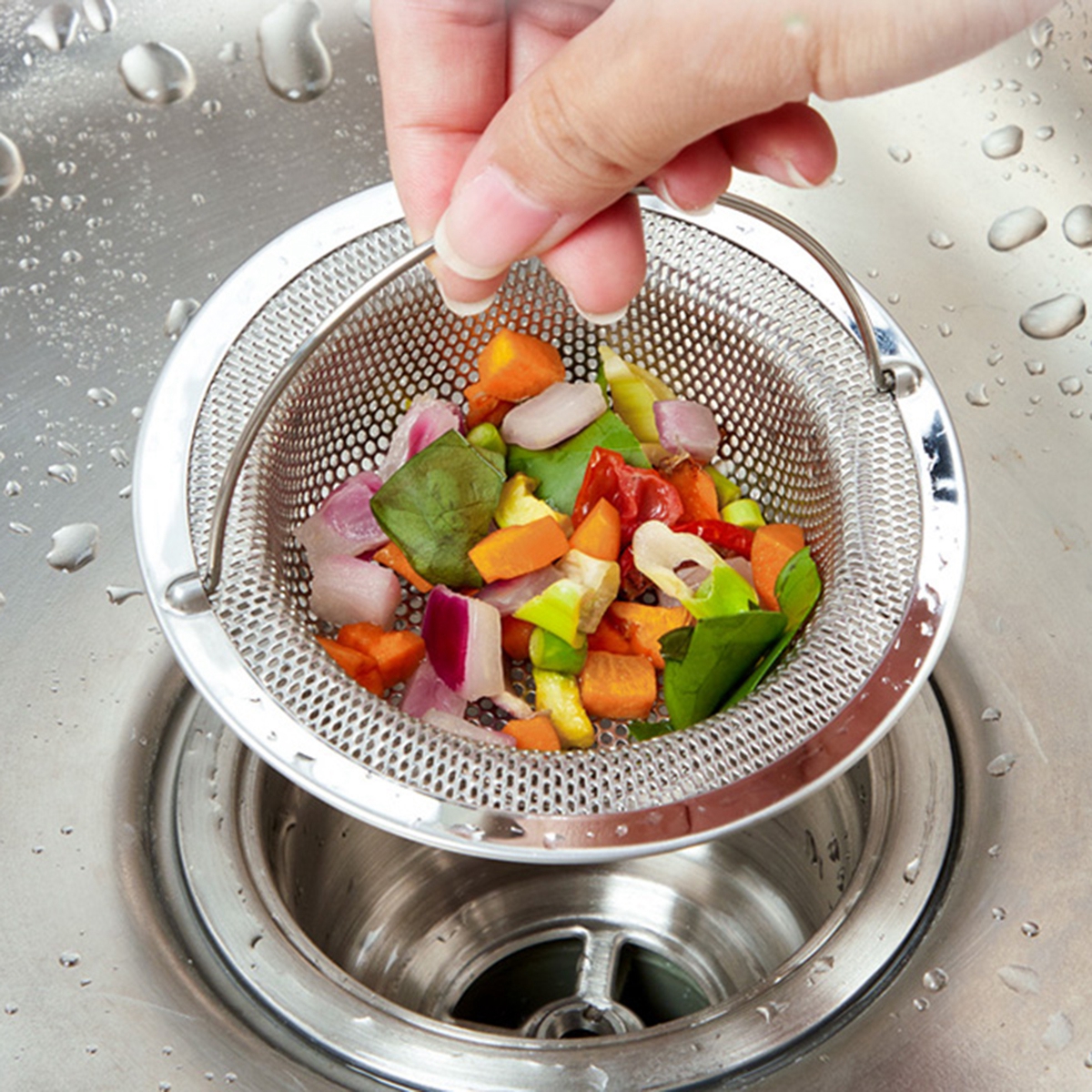 LITCHII Kitchen with Handle Bathroom Filter Fine Mesh Waste Stopper Colander Sink Drain Strainer Basket Catcher