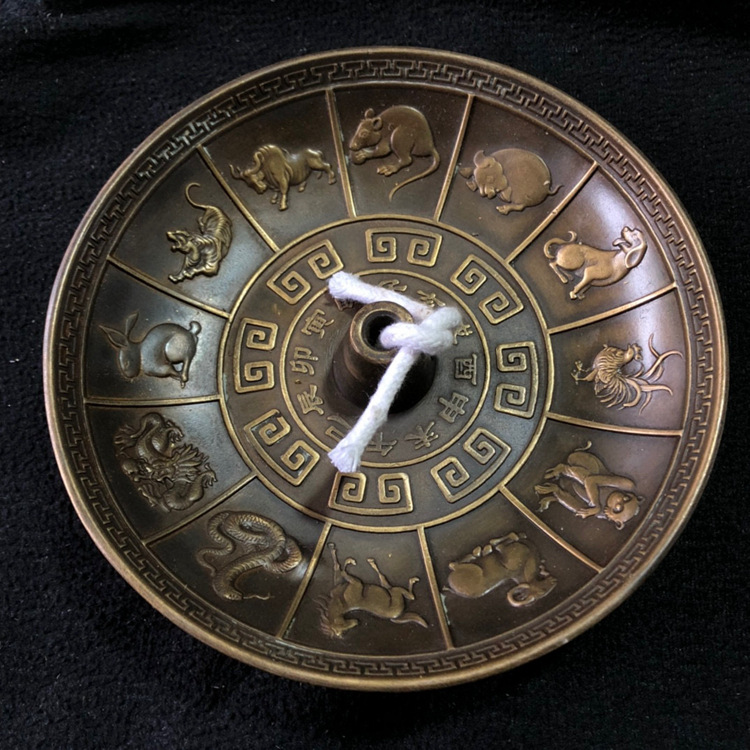 Pure Copper Zodiac Longevity Lamp Oil Lamp Household Temple Buddha Lamp Home Decoration Antique Bronze Ware Collection Handmade craftsmanship Candles Candleholders
