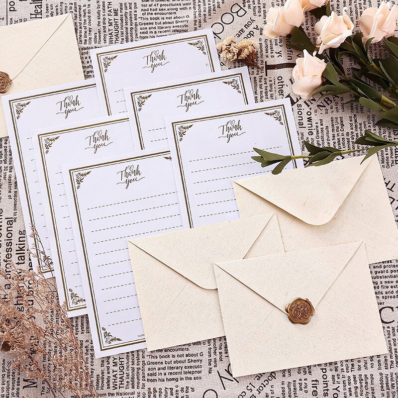 5 pcs Linen kết cấu phong bì đơn giản phong bì Retro thiết lập
