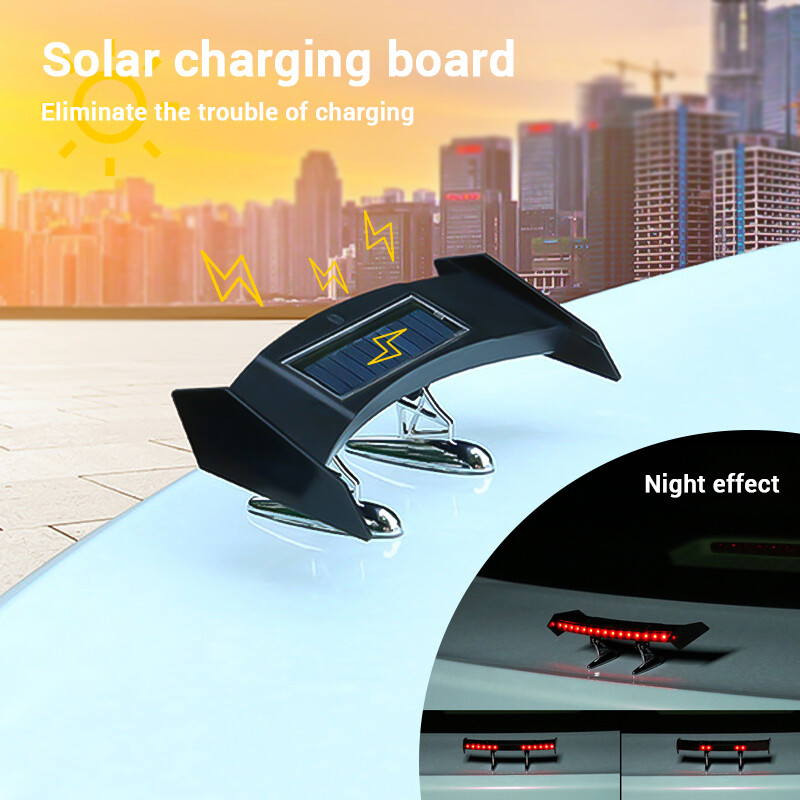 Mini Solar Car Rear Spoiler Light 12V Flashing Warning Light Adjustable  Multi-mode Car Tail Lights