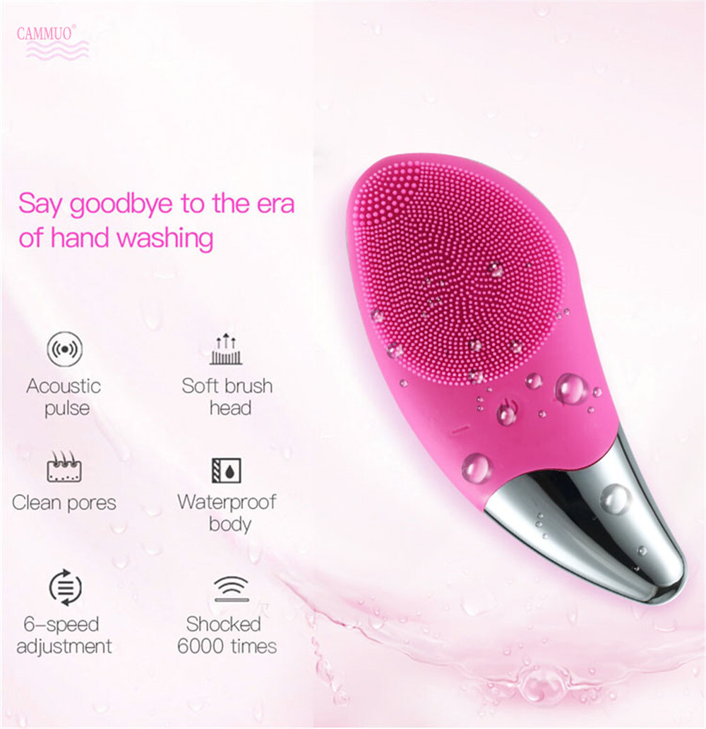 Cammuo Face Cleansing Brush Mini Electric Facial Cleansing Brush Sonic Silicone Facial Cleanser Deep Pore Cleaning Skin Massager
