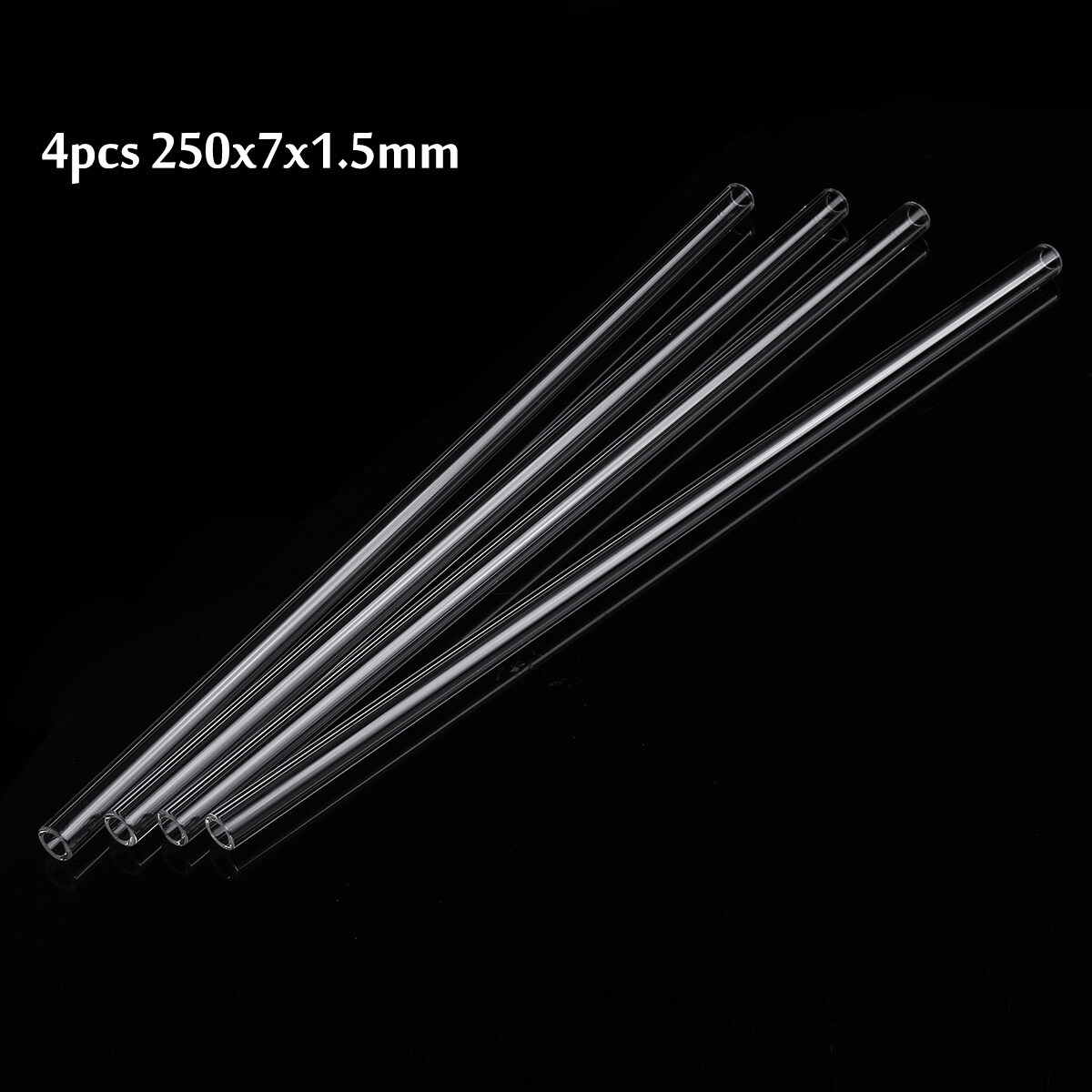 4pcs 250x7x1.5mm Thick Borosilicate Glass Blowing Tube School Lab Use