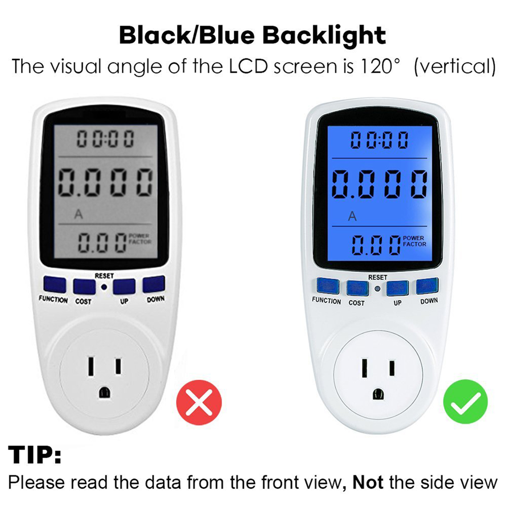 ORIA Power Meter Socket Smart US Plug Energy Meter Power Consumption Watt Meter Voltage Amp Tester Monitor With Backlight, Digital LCD Display, Built-in Rechargeable Battery for Energy Saving