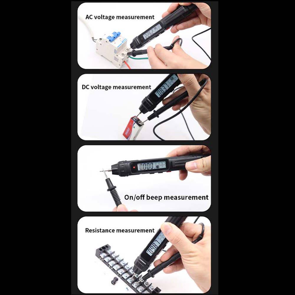 2in1 Electric Test Pen Digital Multimeter Professional Voltage Current Resistance Measurement Test Meter Live Wire Recognition Data-hold LCD Display Tester