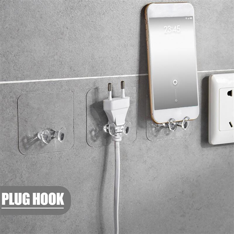 1/5Pcs Trong Suốt Mạnh Mẽ Cắm Móc Đa Năng Nhựa Trong Suốt Dán Móc Cho Phòng Tắm Nhà Bếp Văn Phòng Văn Phòng