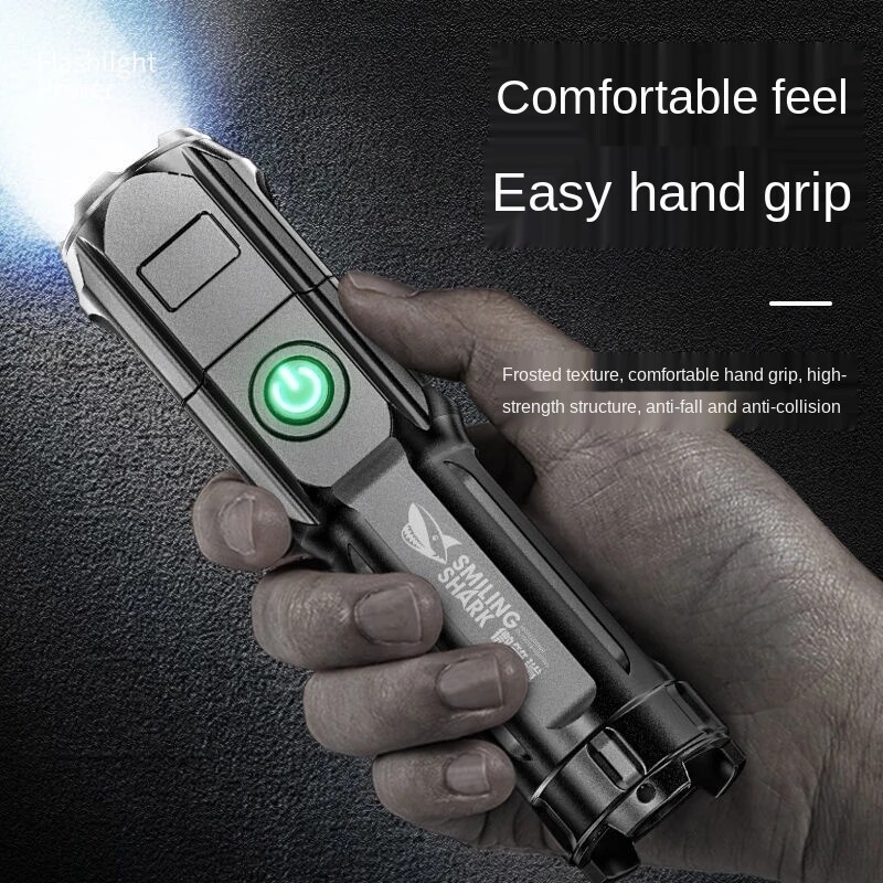 Ultra Bright Flashlight Tactical Torch USB Rechargeable Zoomable Flash Light Outdoor Camping Hiking Fishing Multi-function Torch