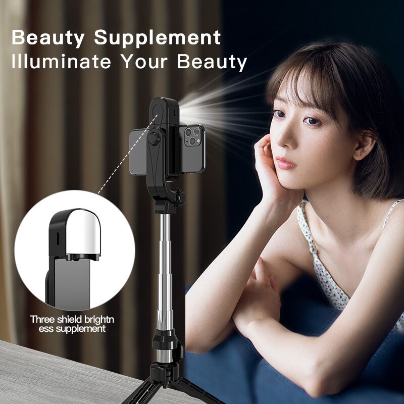 【new】 Bluetooth compatible Selfie Stick with Fill Light Mini Tripod 70cm Portable Hidden Tripod for Mobile Phone for Home Travel