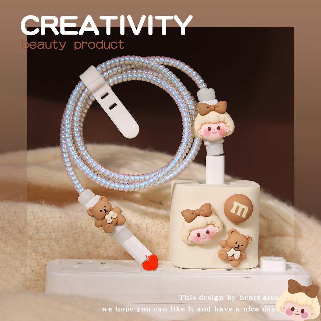 Cute Cartoon Charger Protector/Cord Protector/Charging Cable Protector Compatible For iphone 18W /20W Fast Charger Cover [cchoice]