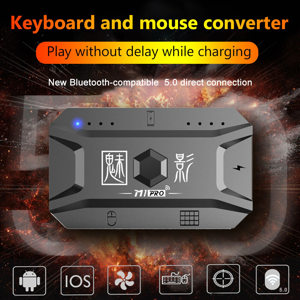 M1PRO Plug and Paly Gamepad Mobile Controller Gaming Keyboard and Mouse Adapter Converter Bluetooth-compatible 5.0 for Android IOS Phone for PUBG