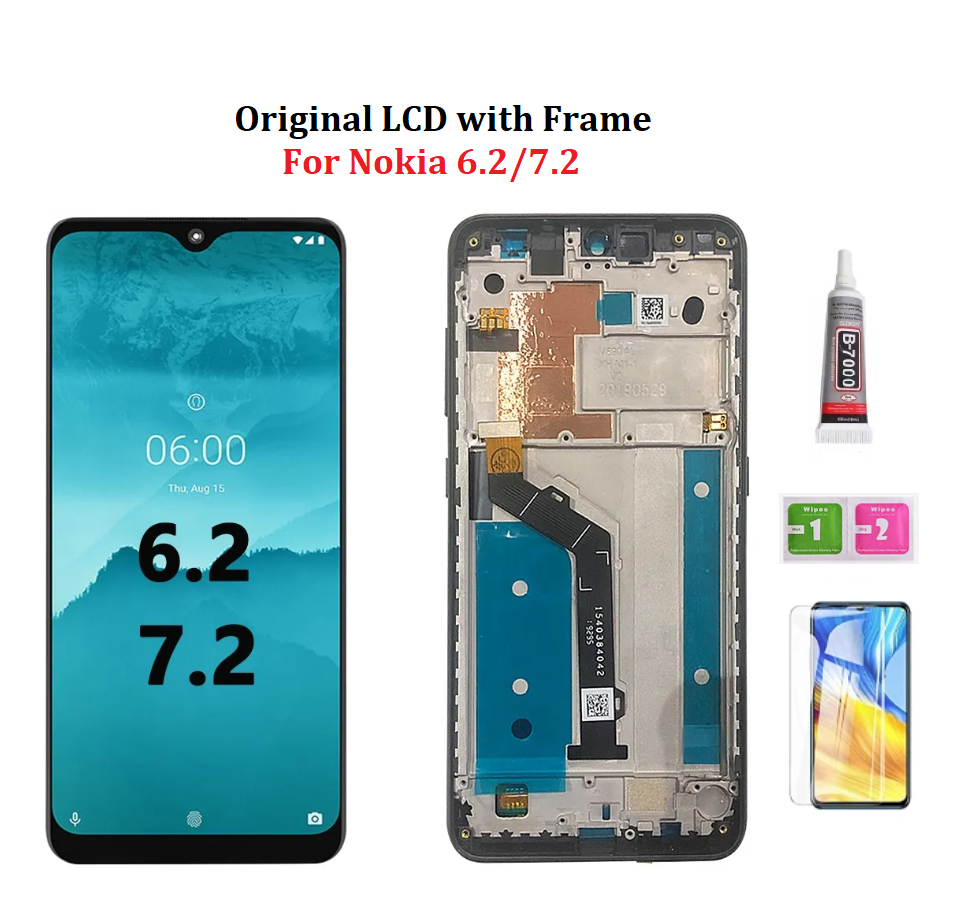 Original For Nokia 6.2 7.2 LCD Display with Touch Screen Glass Panel Assembly