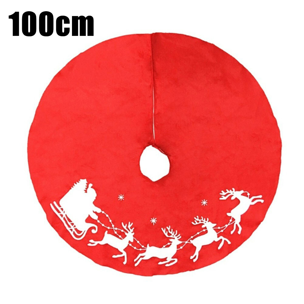 Red Christmas Tree Skirts Round Xmas Floor Mat Ornaments Tree Skirts Decoration Christmas Party Home Decor
