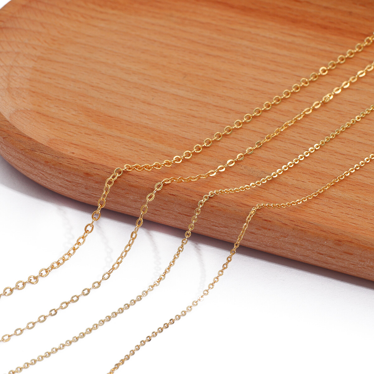 1 Mét/dây Xích Đồng Tròn Dẹt, Dây Xích Mạ Vàng 18K Cho Vòng Tay Làm Vòng Cổ Tự Làm Đồ Trang Sức Thủ Công