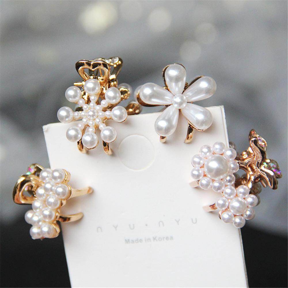 MINI Hair Claw Clip Rhinestone Crystal Hairpin Bridal Wedding Flower Yellow 05