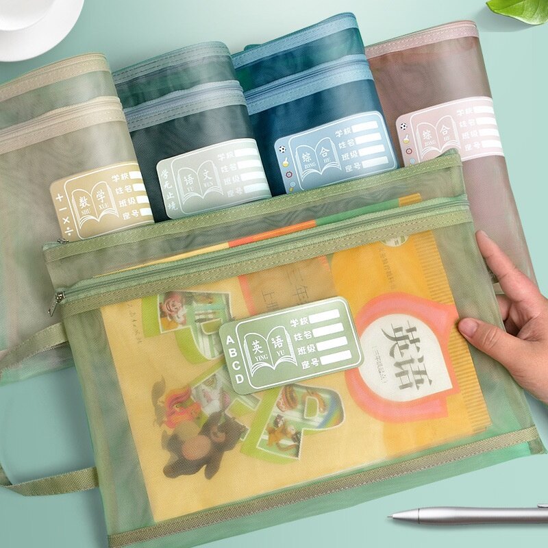 Lưới Trong Suốt Túi lưu trữ túi đựng tài liệu kiểm tra giấy sách giáo khoa Phân Loại túi xách A4 tập tin thư mục văn phòng phẩm dành cho sinh viên cung cấp