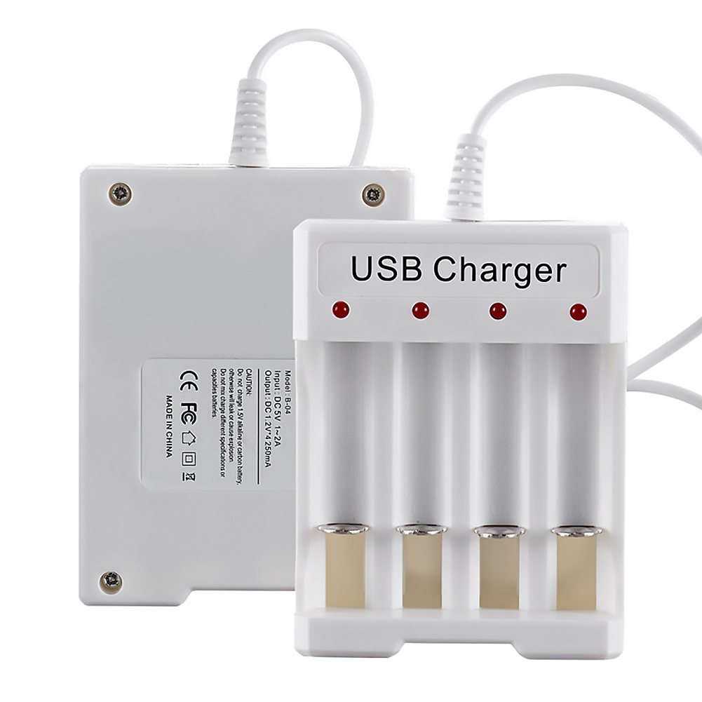 2pcs Bộ Sạc Pin USB Thông Minh 4 Khe, Trạm Pin Niken Hydro AA AAA