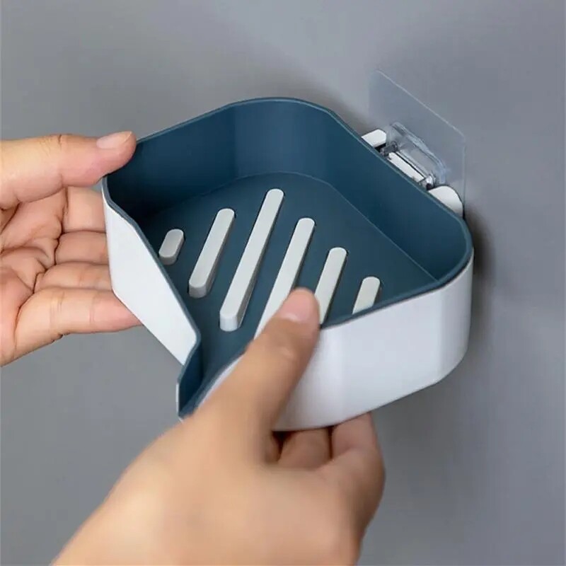 Polomat 1 chiếc kệ hộp xà phòng mới phụ kiện phòng tắm giá lưu trữ thoát nước sáng tạo Hộp xà phòng không đục lỗ gắn tường hai lớp