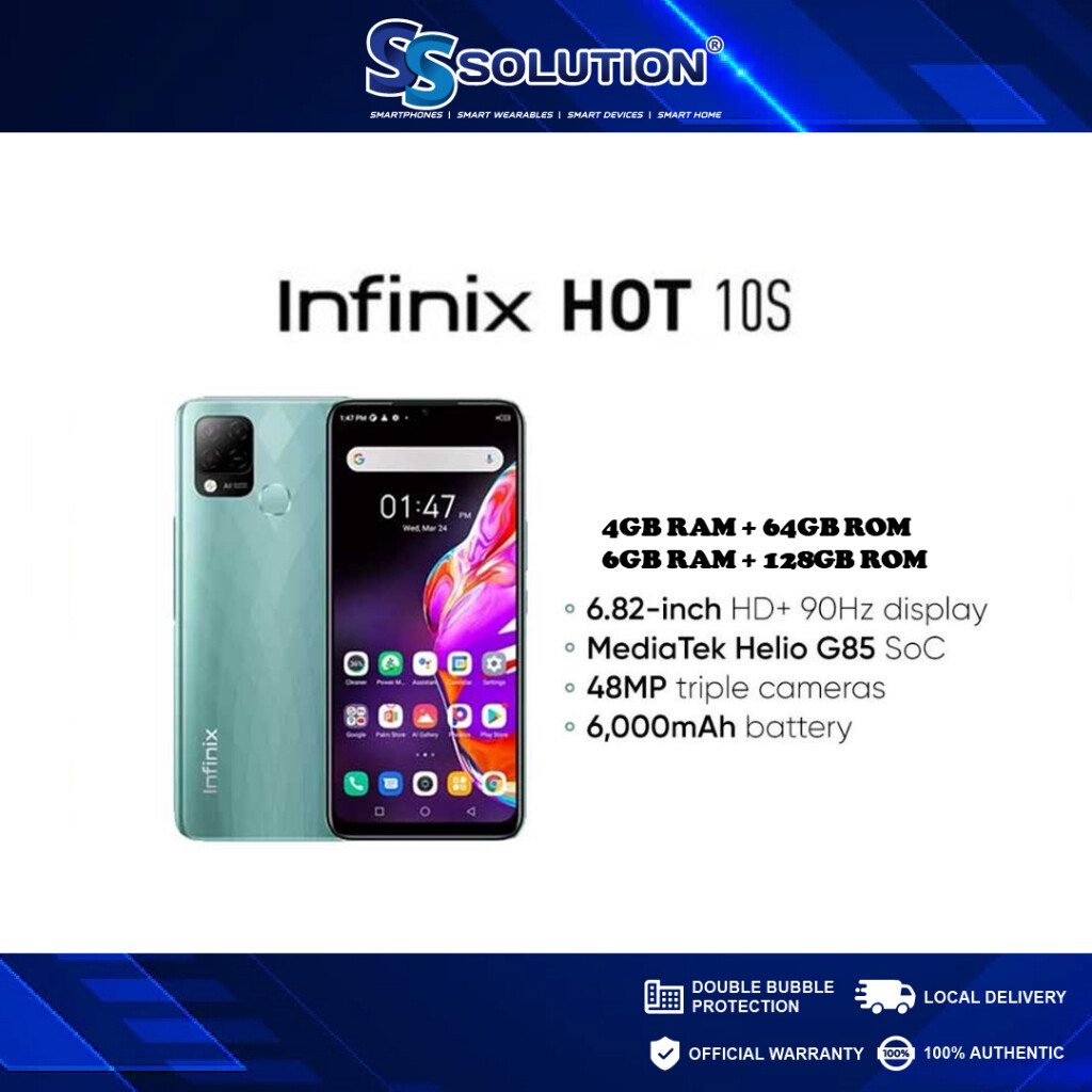 Infinix Hot 10S Smartphone (4GB RAM 64GB/128GB ROM) 90Hz HD+