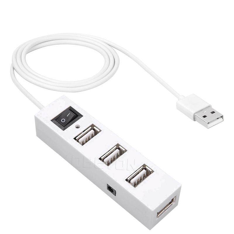 4 Port USB 2.0 Hub Adapter High Speed Power On//Off Button Switch For Laptop PC