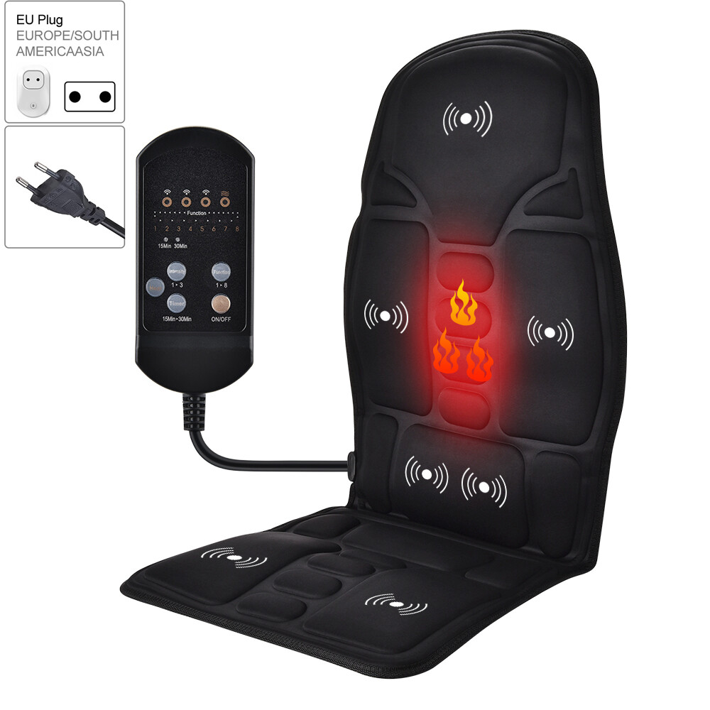 Electric Heating Back Lumbar Massager Chair Cushion Seat Pad For Car Home Office Shoulder Waist Mattress Remote Controls Pain Relief
