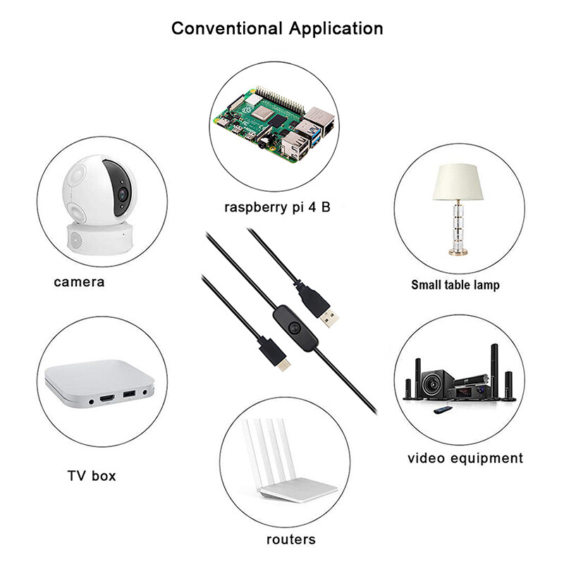 Raspberry pi 4 Power Switch Line Micro / Type-c Interface 5V 3A USB Power Supply Line