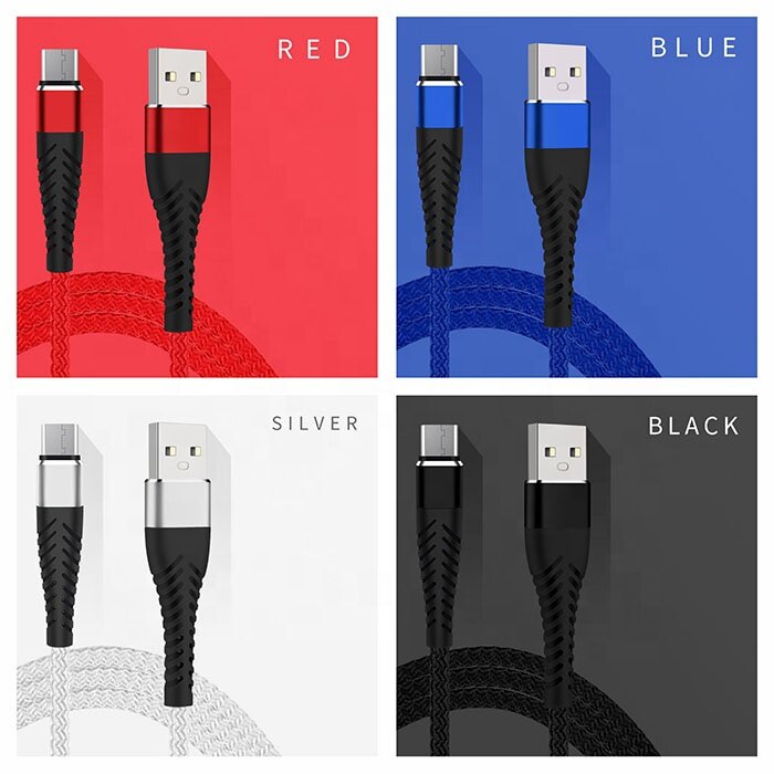 【100CM】Rtuyery 2.4A Fast High Charging Sync Charger Android Cable Micro Usb / Type C / Lightning IOS Nylon Braided USB Fast Charging Cable Usb Cable