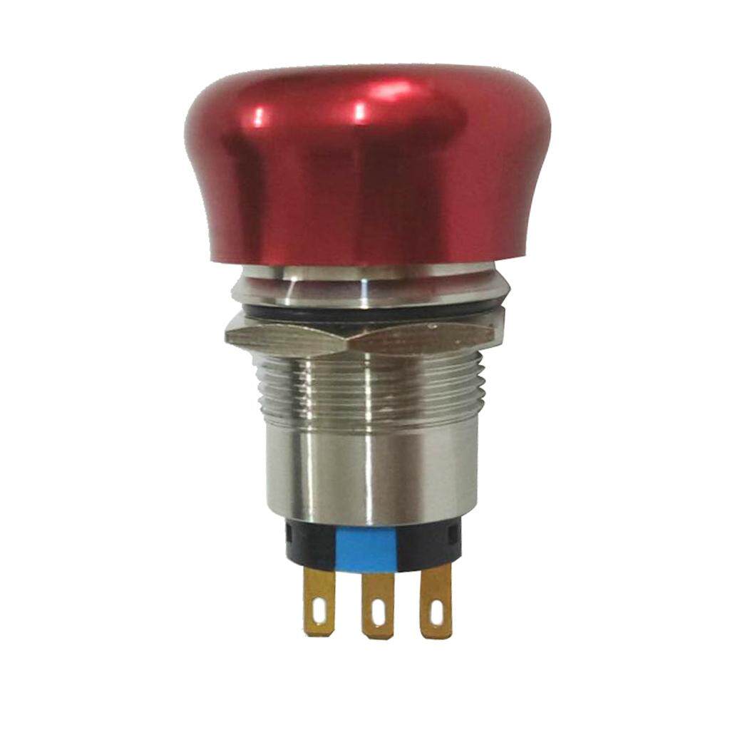 Blesiya 22mm Mushroom Emergency Stop Push Button Switch AC 220V 5A 2NO 2NC