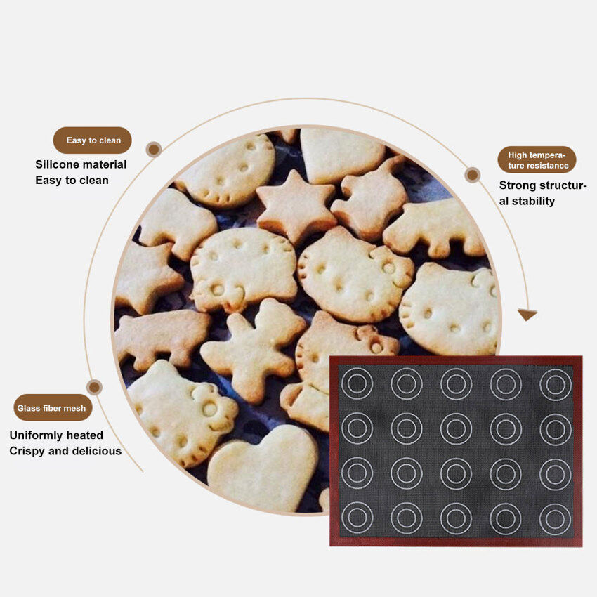 Tấm Nướng Silicon Tấm Nướng Bánh Macaroon Silicon Chống Dính Nửa Tấm Tấm Nướng Bánh Hoàn Hảo Bộ Dụng Cụ Làm Bánh Quy Để Làm Bánh Macaron, Bánh Ngọt, Bánh Mì Và Bánh Ngọt