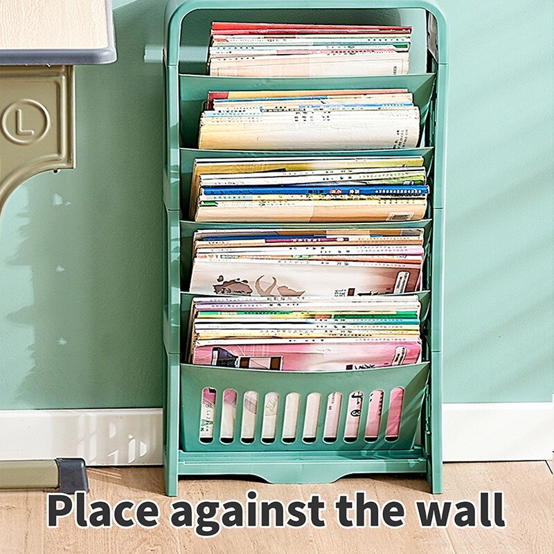 5 Layers Desk Side Bookshelf Classroom Desk Book Storage Rack Shelf