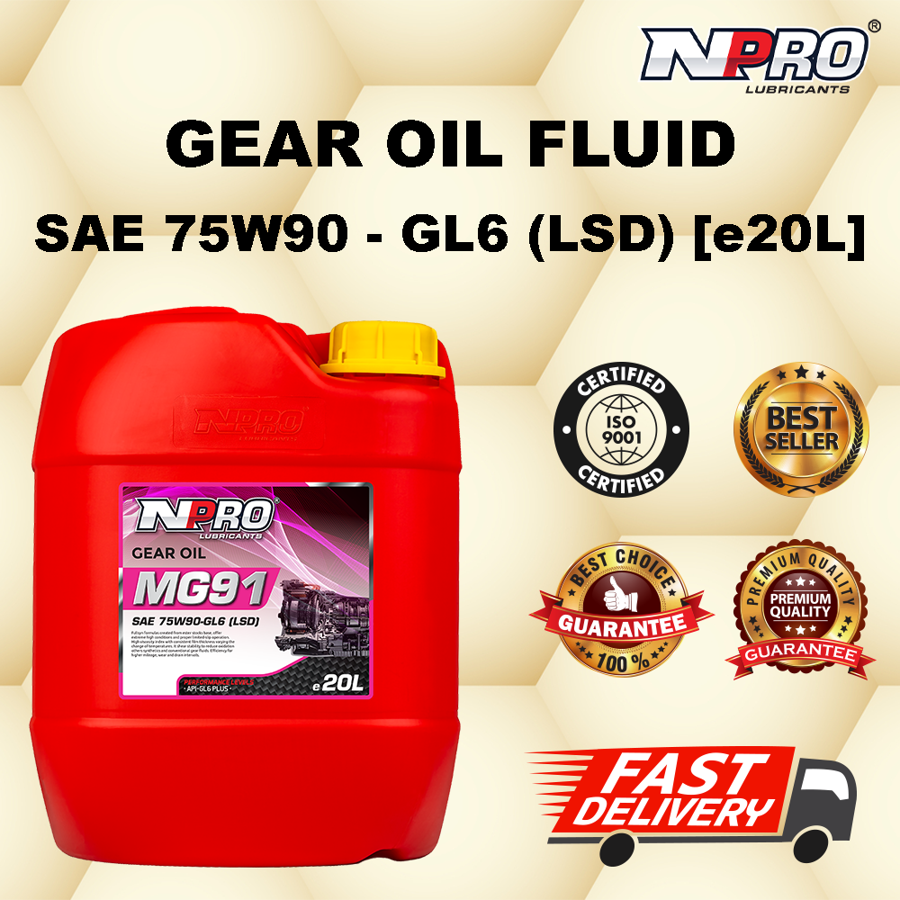 NPRO MG91 GEAR OIL FLUID SAE 75W90 GL6 LSD 20L Minyak Hitam Gearbox