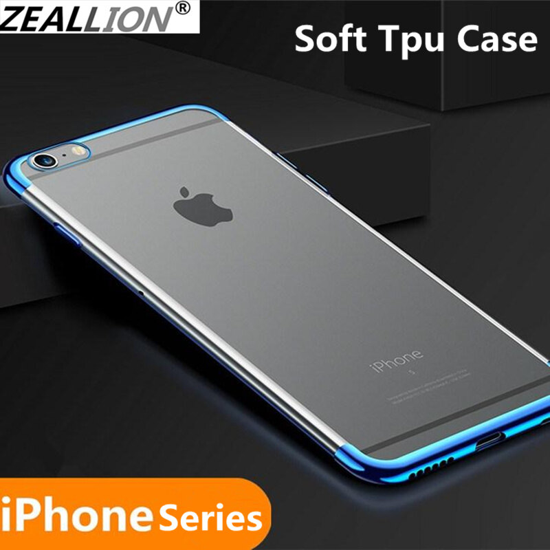 Ốp Zeallion Cho Apple iPhone, Ốp Lưng Trong Suốt Siêu Mỏng TPU Mềm Mạ Trong Suốt Cho iPhone 6 6S 7 8 Plus X XR XS 11 12 Pro Max