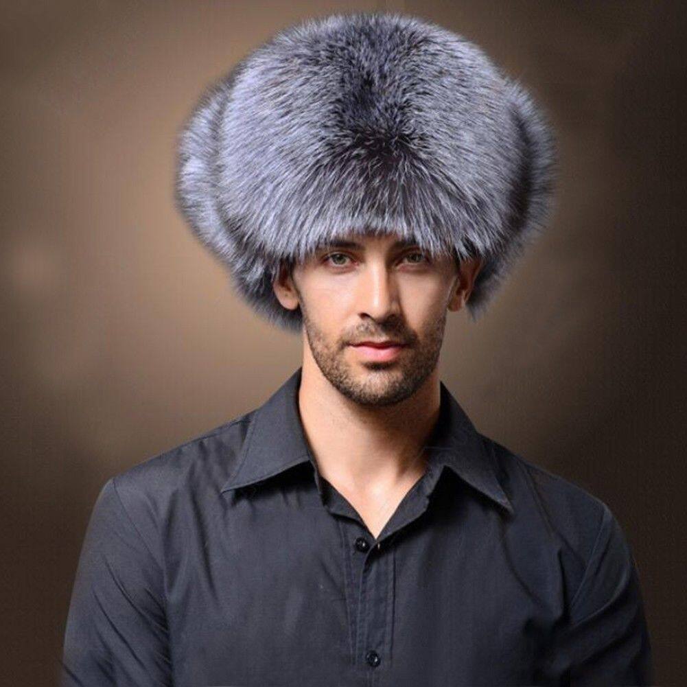 Happybuyner Men's Winter Real Raccoon Fur&Lamb Leather Russian Cossack Trapper Hats