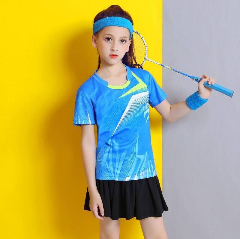 2024 Women's Badminton Skirt Set Short Sleeve Girls' Tennis Shirt Ski Set Girls' Table Tennis Set Children's Volleyball Set Sportswear Suitable for Girls