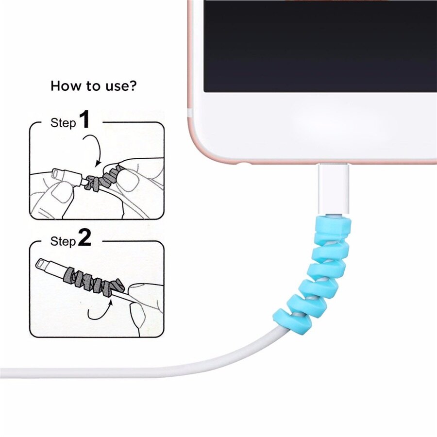 Cáp Xoắn Ốc Bảo Vệ Dây Dữ Liệu Cuộn Chỉ Silicon Cáp Sạc USB Type-C Android Điện Thoại Di Động Bảo Vệ
