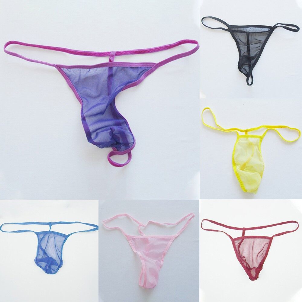 Mrshow Men Liquid Stretch Micro T Hong Underwear See-through Mesh Mini Cut G Strings