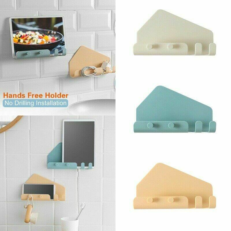 Wall Mount Mobile Phone Tablet Holder Socket Wall Shelf Rack Holders Storager Charging Box Bracket Stand