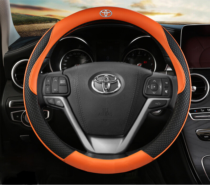 38cm Toyota Leather Steering Wheel Cover Camry Vios Altis Rush Avanza Vellfire Innova Hilux Wish