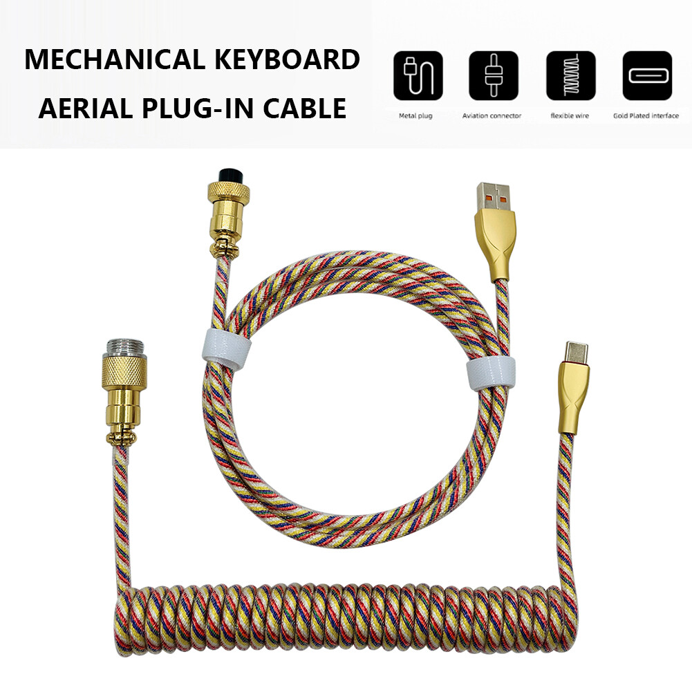 Type C USB Cable Mechanical Keyboard Coiled Spring Wire Aviator Data Cable