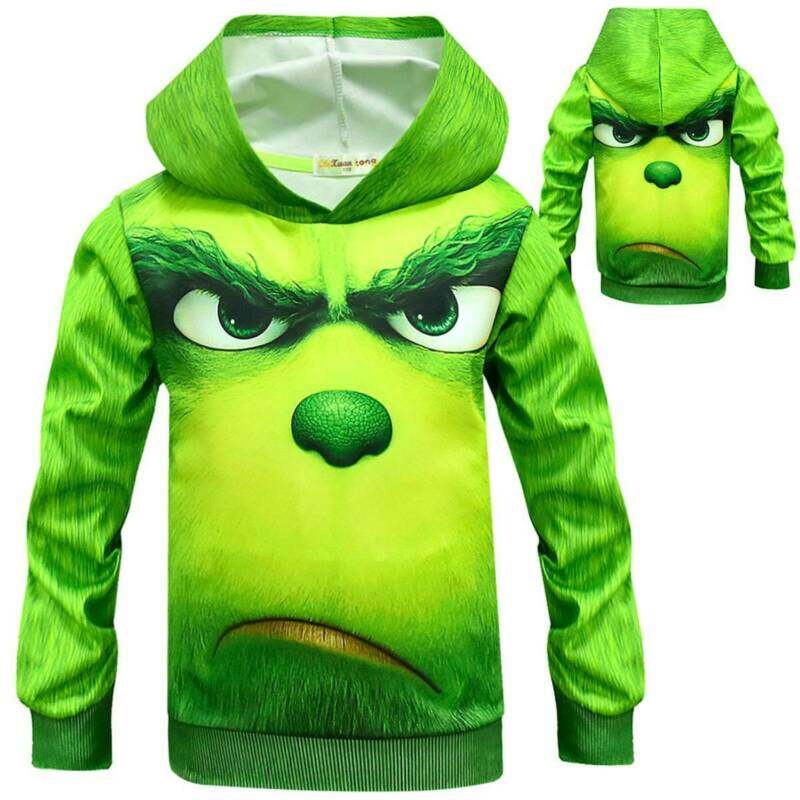 Christmas Kids Girls Boys The Grinch Cartoon Hoodie Sweatshirt Xmas Pullover